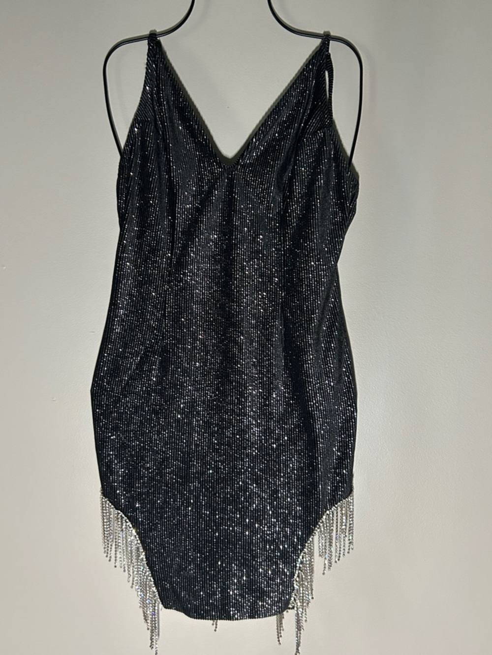 2for20 - Grace Boutique - Black Sparkle Fringe Slip Dress
